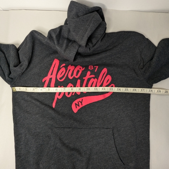Aeropostale Women's Charcoal Black & Pink Hoodie Sz XS Pullover V-2 - Picture 3 of 9